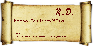 Macsa Dezideráta névjegykártya